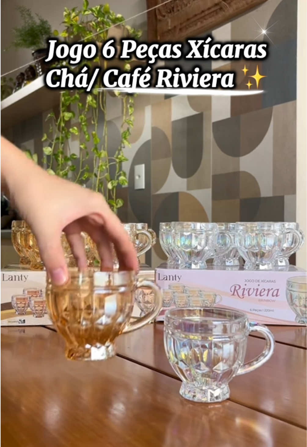 Jogo de Xicaras 6 Unidades Riviera Vidro Ambar Fruta Rainbow Cristal Brilhante Luxuoso Rose 200ML #blackfriday #fyp #achadinhos #cozinha 