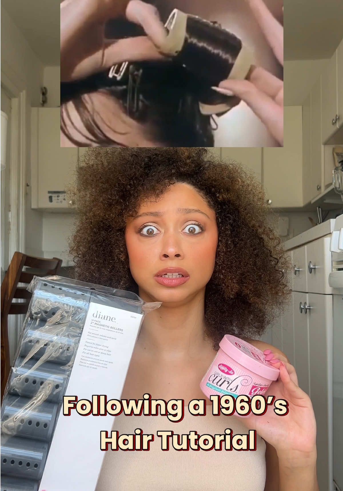 I followed a 1960’s hair tutorial….. WELL 🤦🏽‍♀️🤦🏽‍♀️🤦🏽‍♀️🤦🏽‍♀️  #fyp #curlyhair #hairtok #fypシ #hairtutorial 