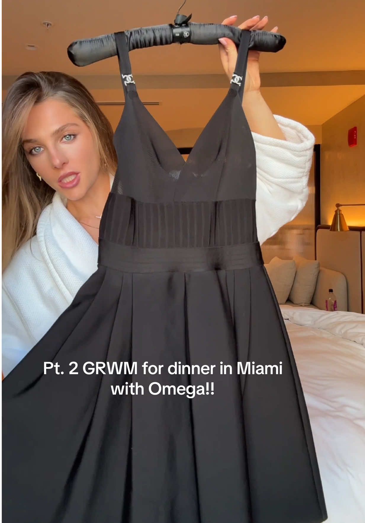 Pt. 2 getting ready for a dinner in Miami with @OMEGA ♥️ #omega #grwm #outfitinspo #chanel #chaneldress 
