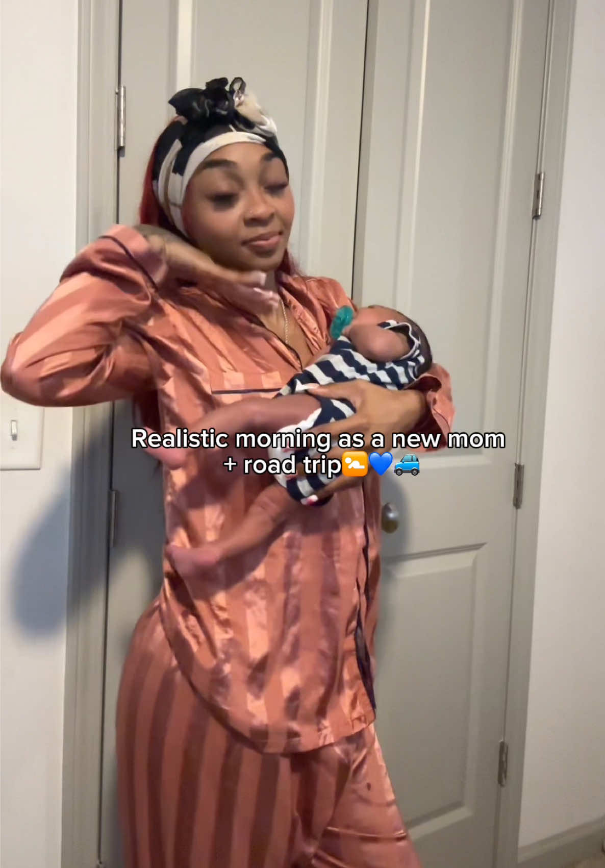 Realistic morning as a new mom ❤️🫶🏽 & We getting ready to do a 10 hour road trip 🥹 Spend the morning with your nephew and I 🚼🫶🏽 HE IS FINALLY 1 week! #nugget #kurrencyko #momtok #newmom #morningvlog #pregnant 