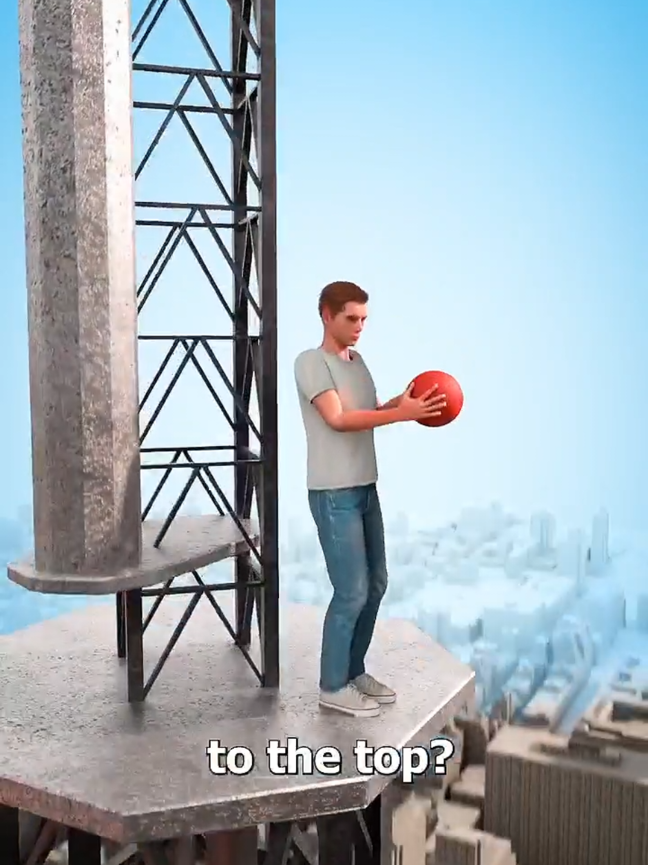 Dropping a Basketball from a skyscraper 🤔 #curiosity #3d #animation #zackdfilms 