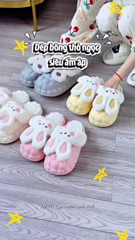 Dép thỏ ngọc cho mùa đông #unboxing #unbox #dép #depmuadong 