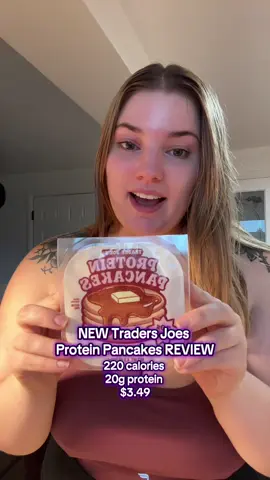 NEW protein pancakes from Trader Joe’s: 8/10  While some people might be deterred by the price and/or the sugar content, I think it’s a great and quick option to get in your protein if you’re too lazy to cook or just want something satiating. I could see myself making a full pancake breakfast with us or even eating it as a dessert with some chocolate chips! Let me know when the comments if you guys ever tried these and what you think of them (:  ##proteinpancakes##highproteinpancakes##highproteinbreakfast##traderjoes##fyp