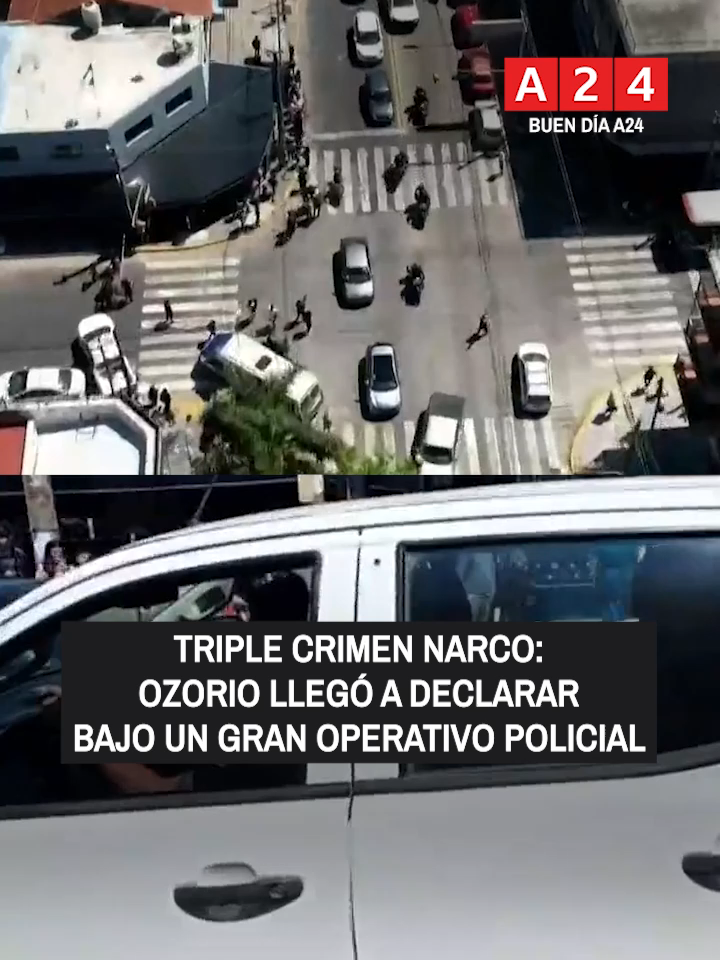 🚔 LLEGÓ OZORIO A DECLARAR POR EL TRIPLE CRIMEN Arribó a la fiscalía bajo un fuerte operativo policial. 👉 Seguí en #BuenDíaA24 #A24 #TripleCrimenNarco #Policiales