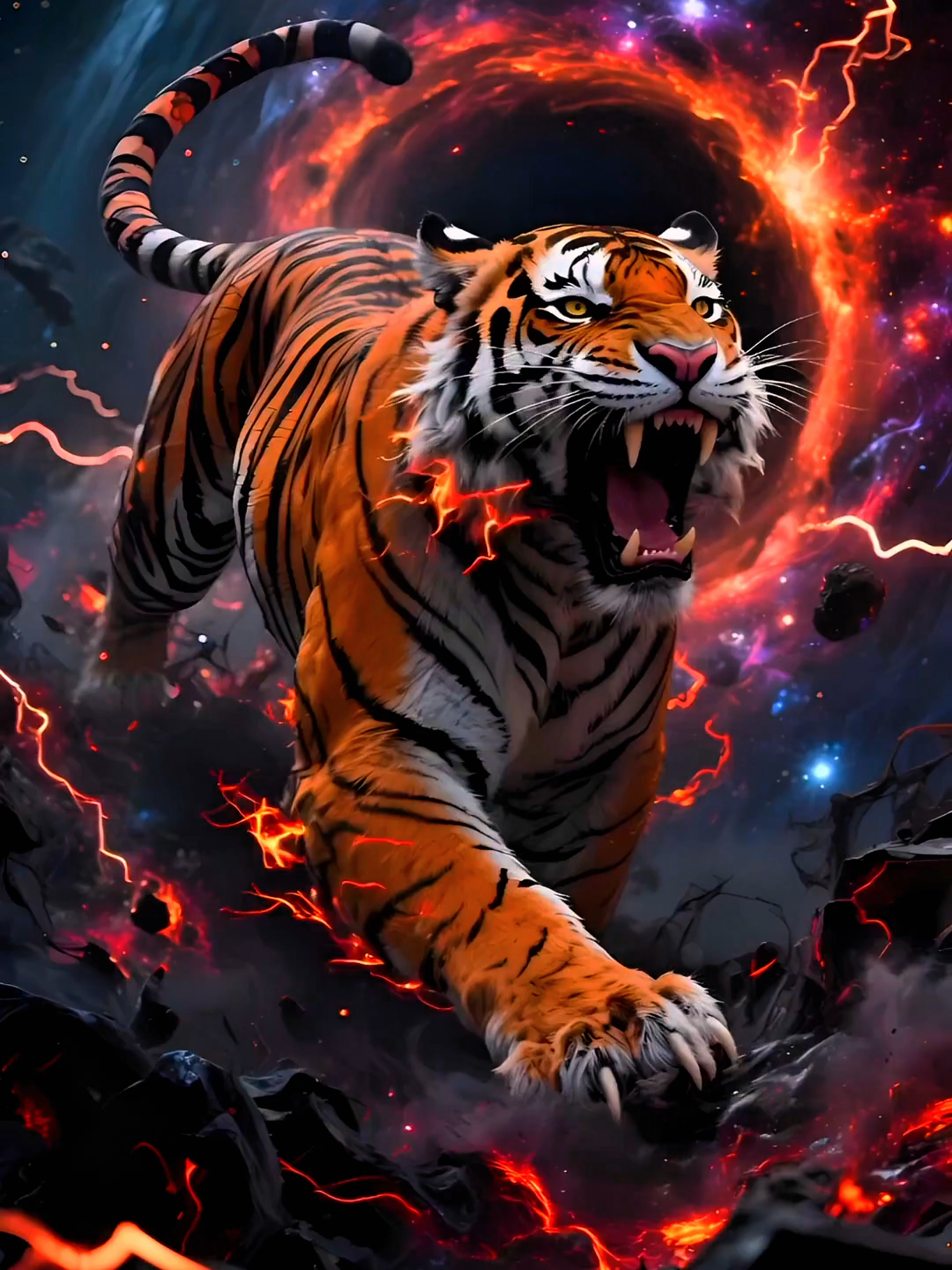 The tiger god is majestic - the universe is even more thunderous - live wallpaper 4k #ai #artai #wallpaper #livewallpaper #4k #4kai #viral #wallpaper.artai