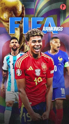 FIFA’s Rankings Update 📊🌍 Spain jump to #1 over France after Argentina’s 1–0 loss to Ecuador, Germany drop to 12th after losing 2–0 to Slovakia (+10 rise), and Brazil sit 6th while Ecuador—2nd in CONMEBOL qualifying — are 24th. Lowkey doesn’t add up before the World Cup.  Top by continent right now: Spain (Europe), Argentina (South America), Morocco (Africa), Mexico (North/Central America), Japan (Asia), Australia (Oceania). #Soccer #football #FIFArankings #WorldCup 