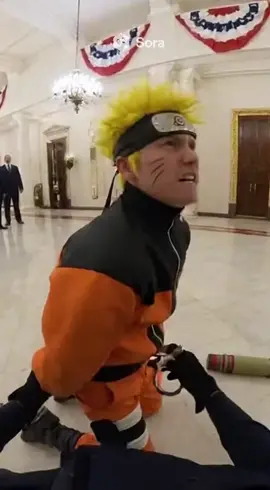 Naruto being arrested for stealing Jutsu scrolls in the white house. #Naruto #Sora 