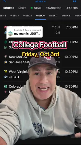 Replying to @D Best College Football Predictions Week 6. 