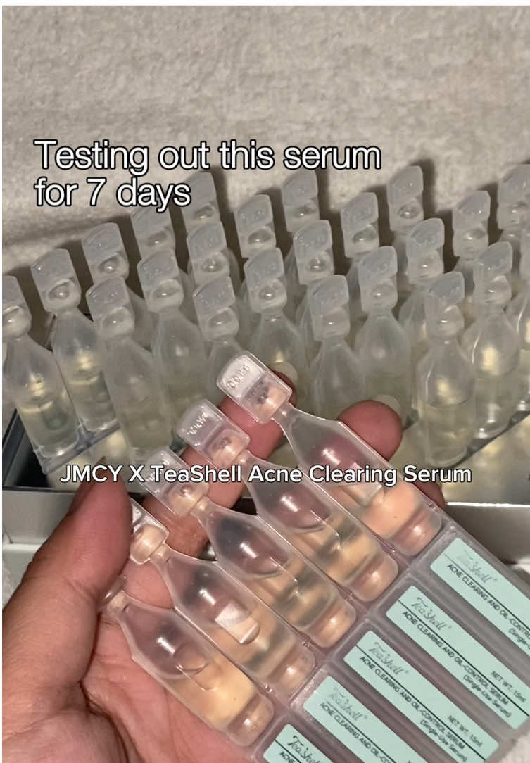 Ever tried this serum to clear or reduce acne and fade marks? I’ve been using it, and here’s how it worked on my skin. 🍃 Disclaimer: This product may or may not work for you. Make sure you do a patch test before continuously using the product. #jmcyxteashell #teashellacneserum #acne #fyp 