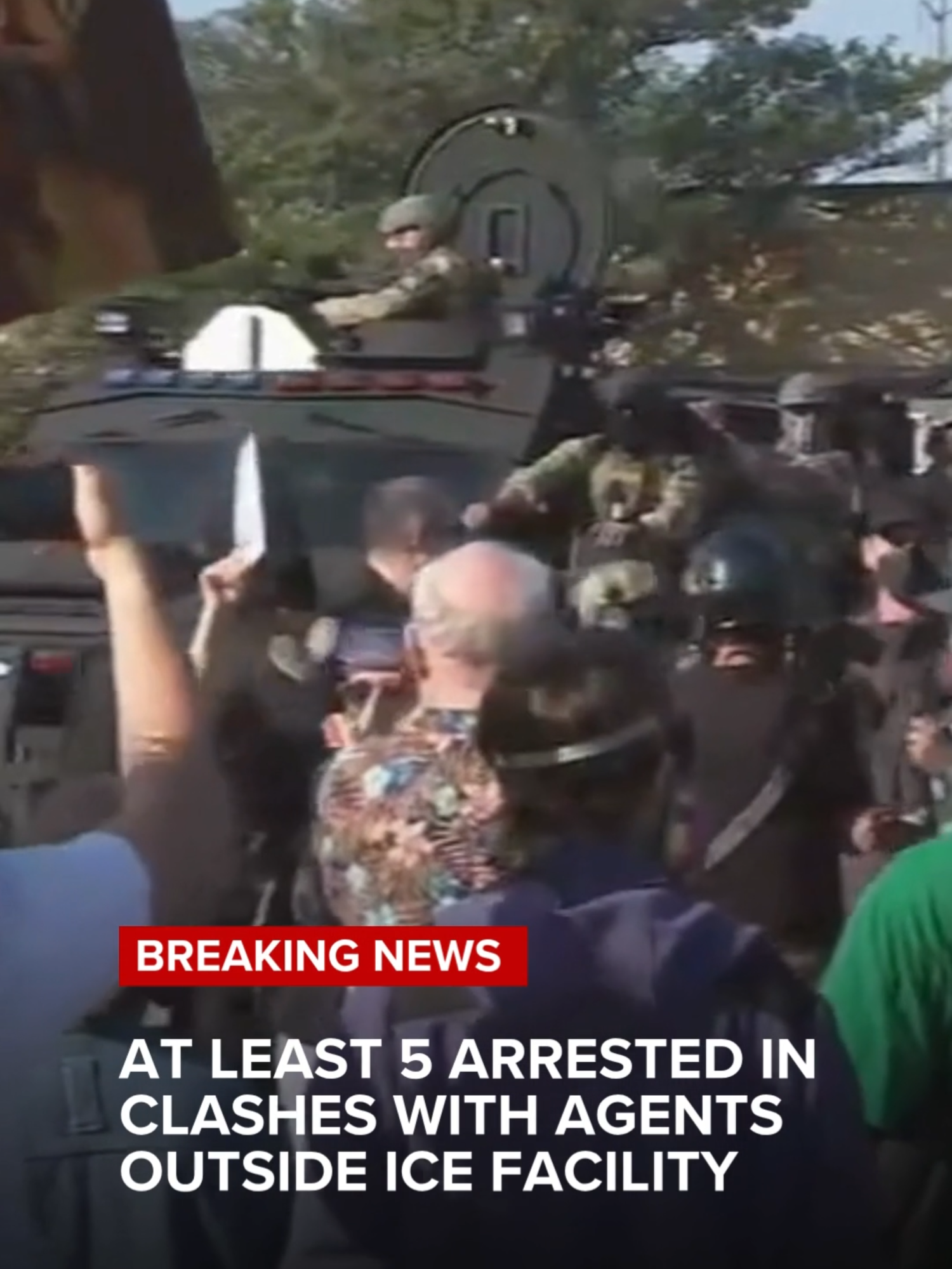 At least five people were arrested as protesters and federal agents clashed outside of the Broadview ICE facility on Friday morning. #news #broadview #ice #immigration #protest