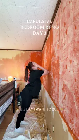 A menty b is featured 3/4 of the way through, followed by a hype session to get me to carry on. Projects like this are not for the faint of heart. The full melt down to be continued in tomorrows episode #homereno #lifeafterbrainsurgery #impulsivedecisions #bedroommakeover #wallpaperremoval   
