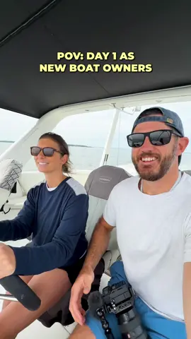 First time driving our new (to us) boat! 🛥️ Believe it or not, this was Taylor’s first time ever driving a boat and this one is a 48 footer!  😅 This clip was taken during our first day of our boat training (our latest YouTube video) where we took the boat on a 40 nautical mile cruise across the Chesapeake Bay.  It was special moment for us, obviously with our big smiles chasing our dreams. ⚓️🌊 #boatlife #nextchapter #travelfamily #boating