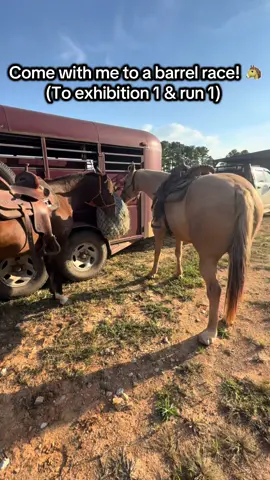 Come with me to a barrel race! 🐴 This was from a few days ago 😅 but Gemi got exhibitioned & Nigel made his first run back in 11 months!!  - #comewithme #barrelracer #barrelracing #barrelracingtok #barrelhorses 