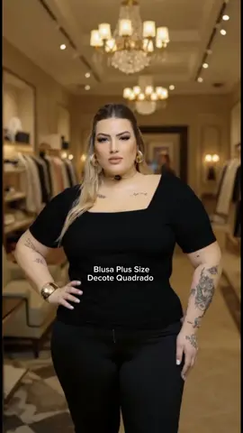 Blusa Decote Quadrado Plus Size  #blusas #modafeminina #tiktokshop #tendencia #dicas_utilidades 