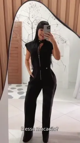 Macacão Feminino Cargo Longo Com Ziper Frontal Alfaiataria Elegante #macacao #cargo #feminino #alfaiataria 