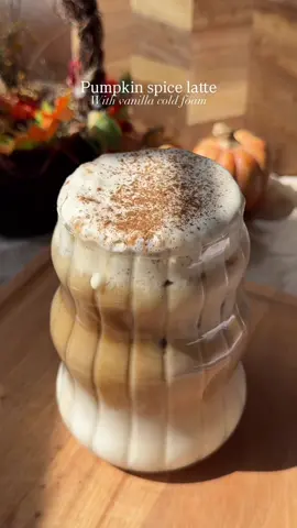 Bring fall coffee shop vibes to your kitchen with this PSL recipe ☕️✨ @sara🫰🏼  Ingredients: 2 tsp pumpkin puree 1 tsp brown sugar Cinnamon 4 oz coffee Pinch of flaky salt 1/4 cup heavy cream 1 tsp vanilla extract 1 cup whole milk Steps: In a small cup, whisk together pumpkin puree, sugar, cinnamon, salt, and coffee until combined In another cup, make your cold foam by whisking together vanilla, cinnamon, and heavy cream until thick.  Assemble by adding ice to your cup, whole milk, your pumpkin coffee, and cold foam. Top with more cinnamon and enjoy!