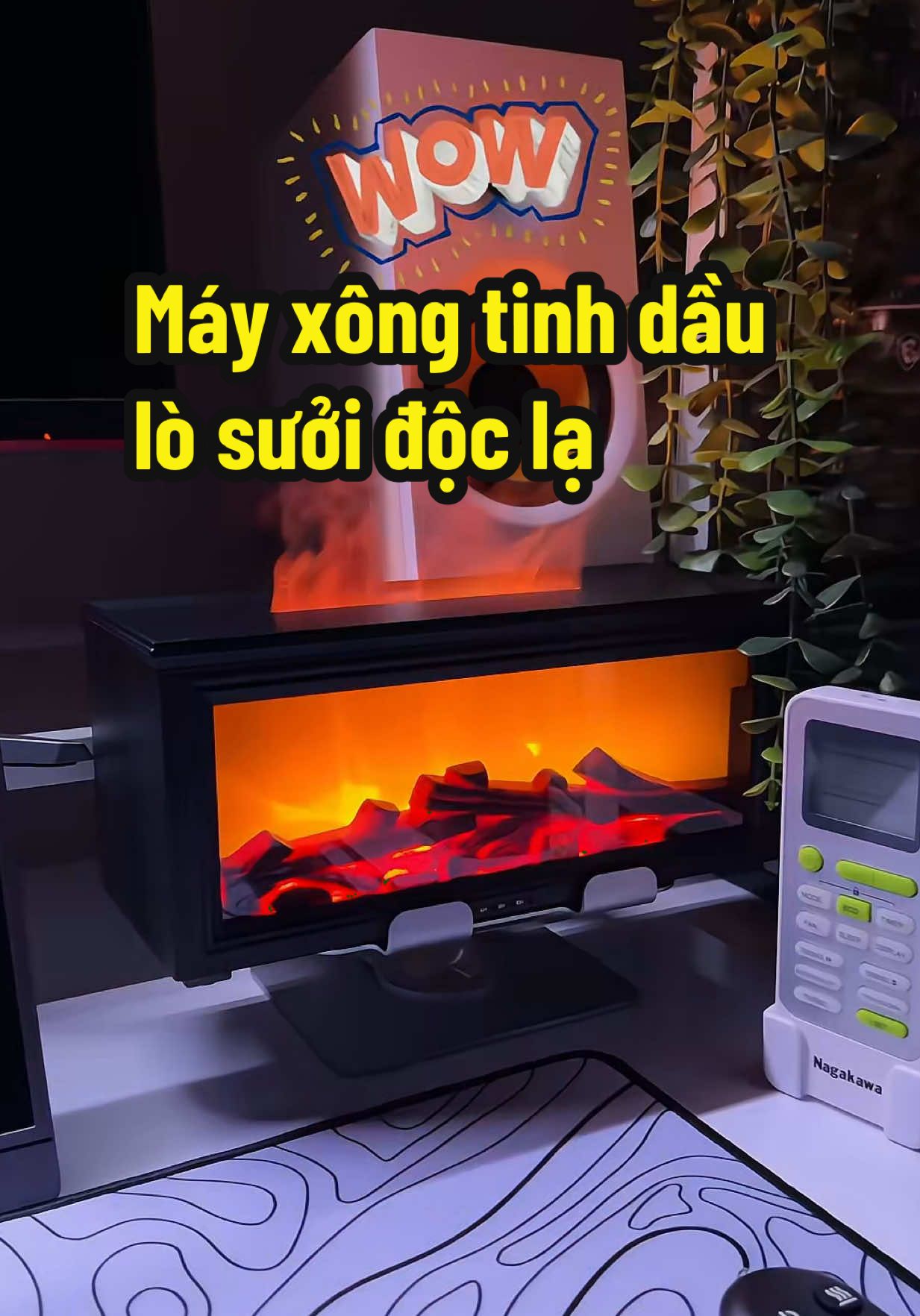 Máy xông tinh dầu lò sưởi độc lạ với hiệu ứng led mô phỏng ngọn lựa đang cháy ấm cúng chill chill, decor rất đẹp #mayxongtinhdau #mayxongtinhdaungonlua #tranminhdaily #dodecor 