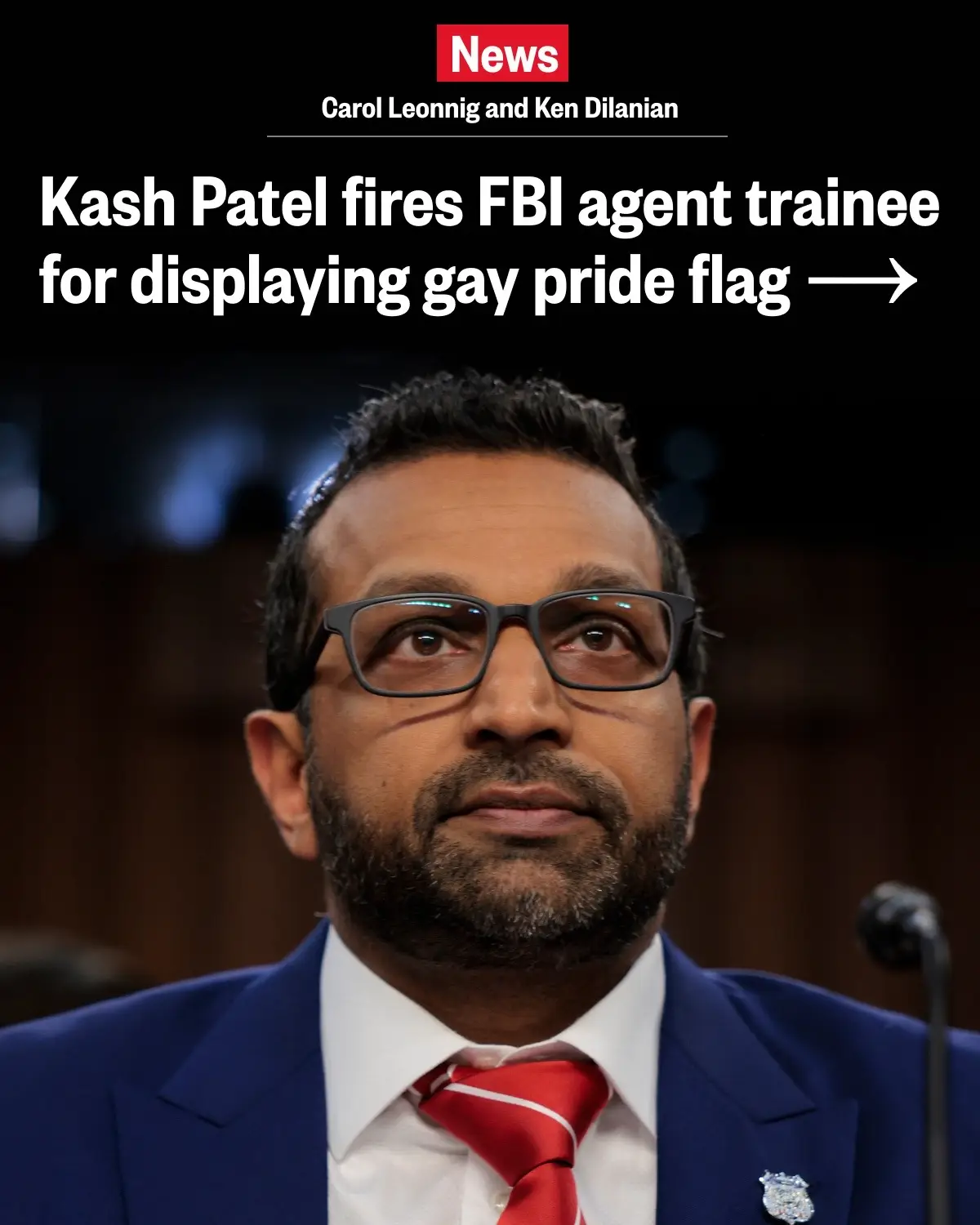 MSNBC justice and intelligence correspondent Ken Dilanian and MSNBC investigative reporter and four-time winner of the Pulitzer Prize Carol Leonnig report on FBI Director Kash Patel firing an agent in training for displaying a gay pride flag on his desk while appointed to a field office in California last year.