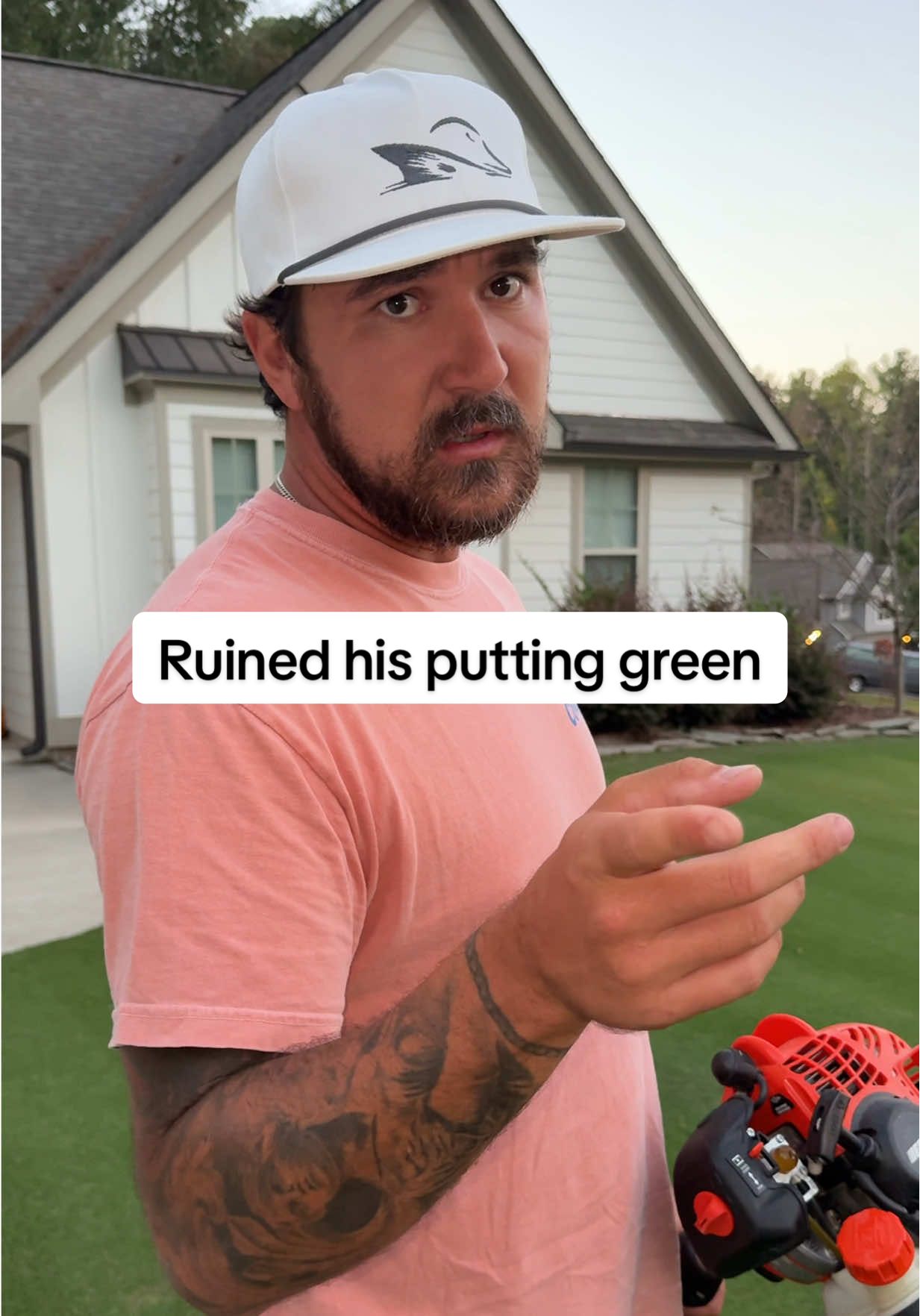 I don’t think that one is gonna buff out  #southerndad #husbandandwife #lawntok #puttinggreen 