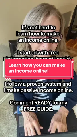 Comment READY for my FREE GUIDE and start making passive income! #makemoneyonline #makemoneyfromhome #retirementincome #tiktokover50 #passiveincomeover50 