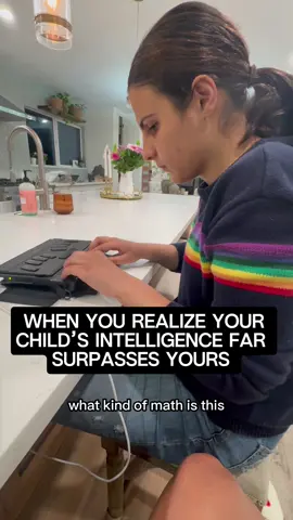 Trigonometric proofs. I can finally pronounce it. And before you come for me, I have her explain it thoroughly in the next video!! 😬😬🫶🏽 Video description for our visually impaired friends: a blind teenager named Mina, dressed in a blue sweater and jeans, sits at her white kitchen counter with her Braille note. She is furiously typing as her mother asks her what she is doing. Text reads 