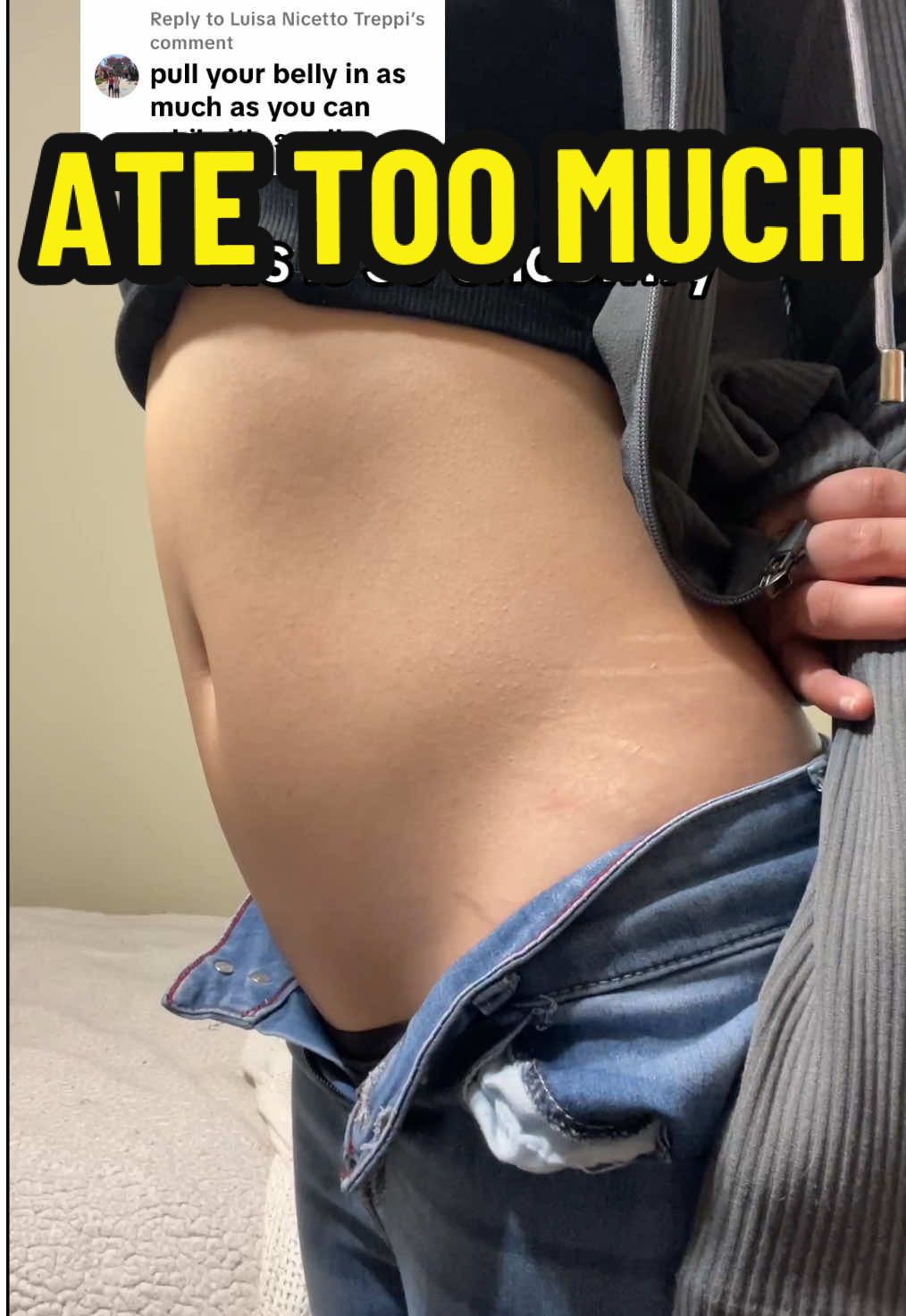 Replying to @Luisa Nicetto Treppi this is so uncomfy #fyp #stuffed #bloatedstomach #bigbelly #foodbaby 