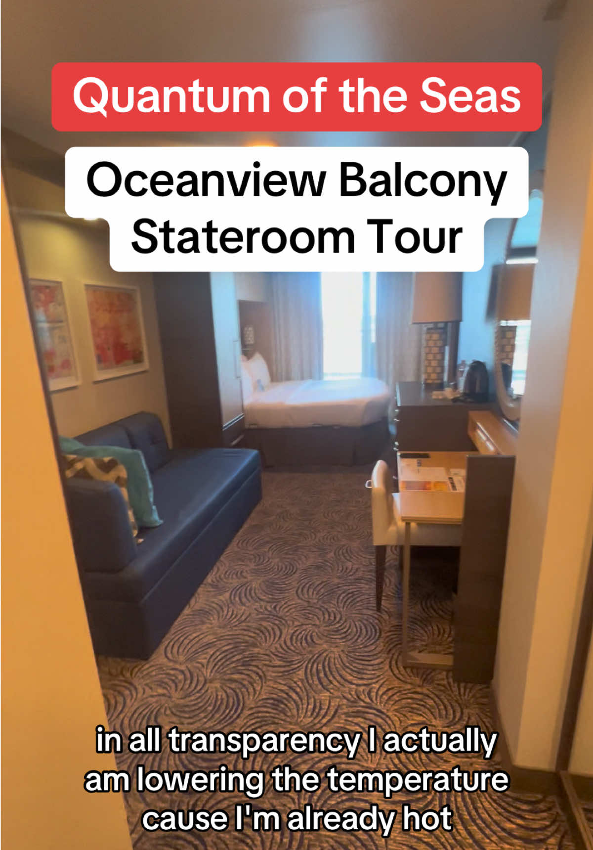 Currently on Quantum of the Seas sailing from Los Angeles and this is a room tour video of my Oceanview Balcony Stateroom. #cruise #cruiseship #royalcaribbean #cruisetok #travelagent 