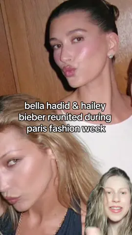 love a @Bella Hadid and @Hailey Bieber reunion during paris fashion week 🫶🏻 #greenscreen #bellahadid #haileybieber #parisfashionweek #haileybieberstyle @rhode skin @'Ôrəbella 