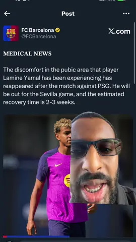 Latest injury news on Yamal 🤦🏾‍♂️ but he will be back against Girona 😮‍💨 along with Raphinha and Fermin 🤩 Joan Garcia could be back for the clasico 🙏🏾 follow my backup @fekadufaris90 #fyp #football #barcelona #lamineyamal #titkok 