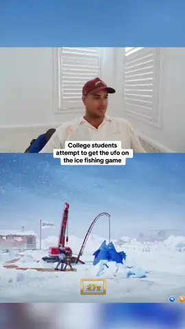 College students attempt to get the ufo on the ice fishing game #kickstreaming 