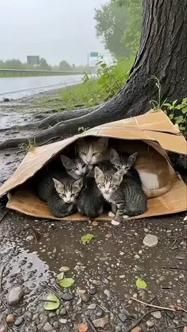 Shelter is just cardboard Safety is each other❤️ . . . #catlover #kitten #kitty 