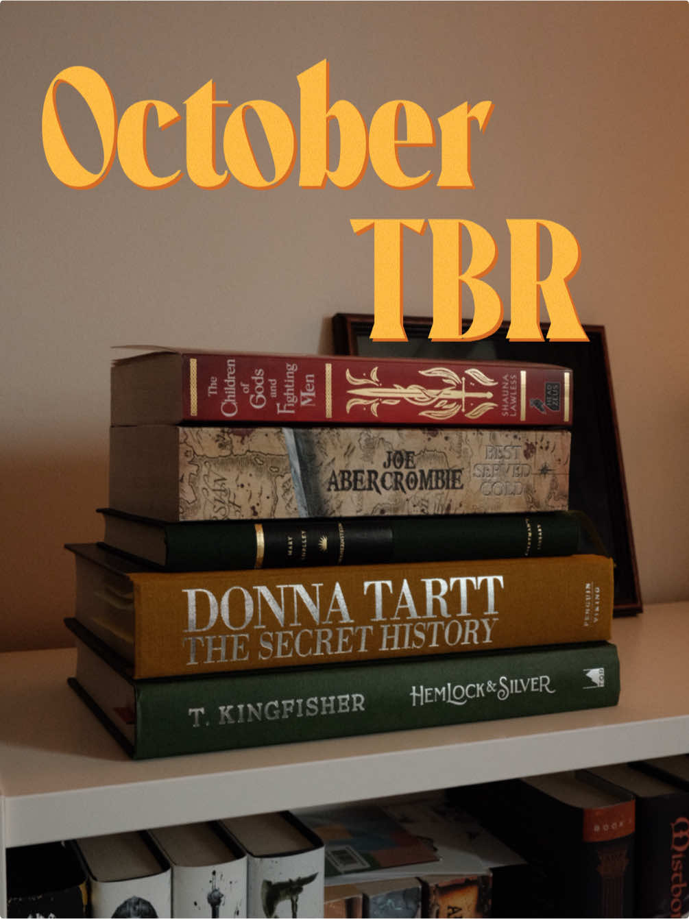 Ambitious, but I have a feeling that it's quite realistic October TBR 🍂  What are you reading in October? 🎃  📚 Books Hemlock & Silver by T Kingfisher The Secret History by Donna Tartt Frankenstein by Mary Shelley The Children of God and Fighting Men by Shauna Lawless Best Served Cold by Joe Abercrombie 👻 My spooky bookish t-shirt is from @Book.Babe.Designs.Shop  #fantasybooktok #tbr #BookTok #bookrecs #bookish 