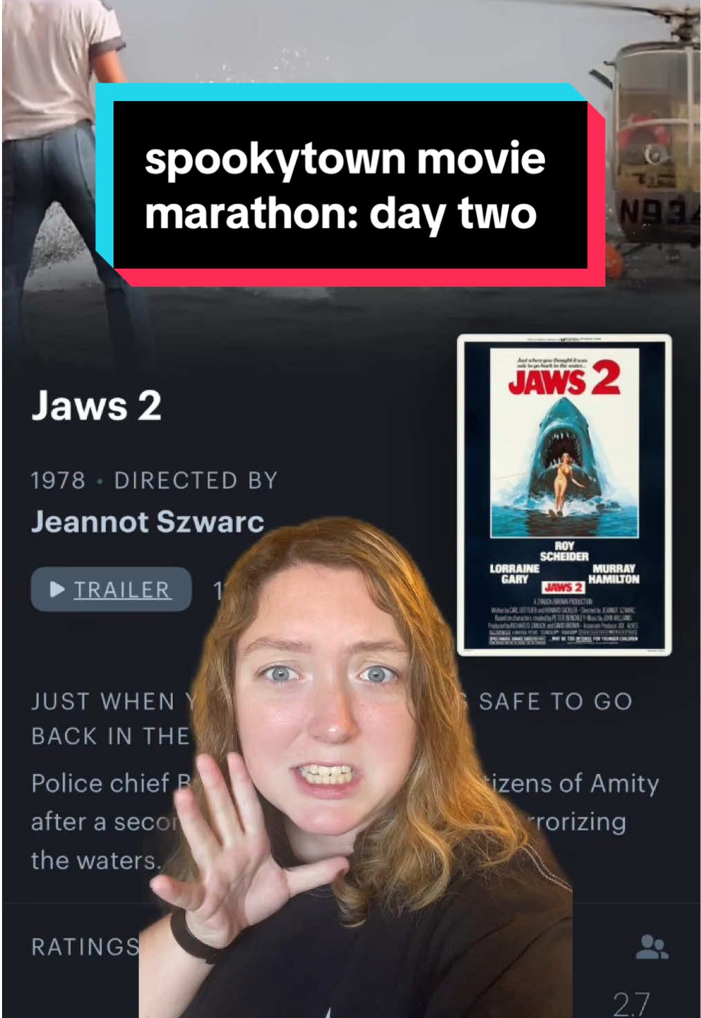 very disappointed by this one #horrortok #filmtok #jaws #jaws2 #spookytownmoviemarathon 