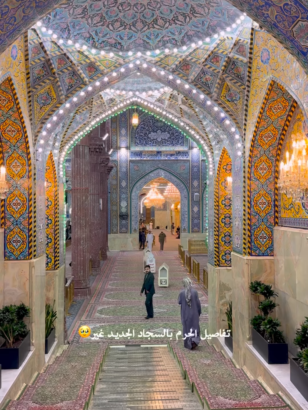 تفاصيل حرم الامام الحسين بالفرش الجديد  يخبل 🥹😍❤️