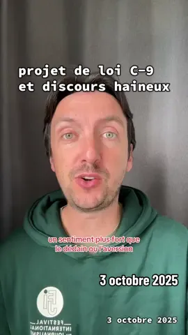 Le projet de loi C-9 modifie les lois sur l’expression dans le Code criminel, dont en lien avec les discours de haine.  Parlons-en.  #FarnellMorisset #Québec #polqc #tiktokquebec 