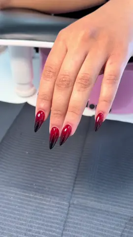 🎃💅 Spooky season is HERE & we’re starting October off strong 🔥🖤❤️ Short almond red + black ombré = the perfect witchy vibes 🕸️✨ Who’s ready for hauntingly cute nails this month? 👻🩸 #northprovidencerhodeisland #HalloweenNails #RedAndBlackOmbre #ShortAlmondNails #FYP