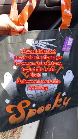 @WorldMarket  rewards members go  to your nearest store,  to get this cute  FREE 🆓  Halloween reusable  tote bag #worldmarket #freebies #halloween 