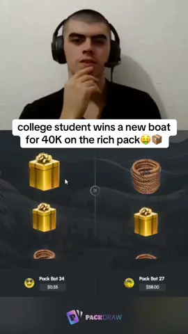 college student wins a new boat for 40K on the rich pack🤑📦 #kickstreaming 