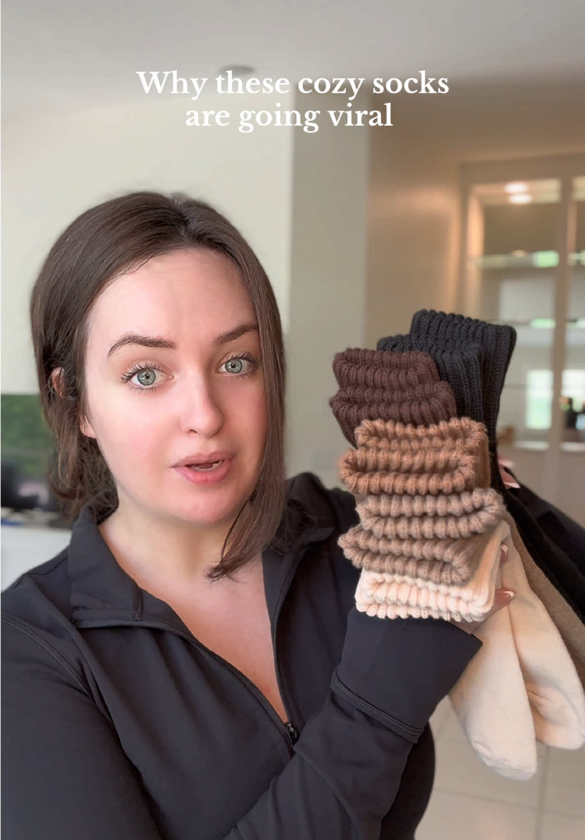 They’re soft, stretchy, and go with every outfit this fall and winter — leggings, boots, slip-ons, you name it. Total cozy essential! #fallsocks #cozysocks #neutralsocks #falloutfits #fallfashion