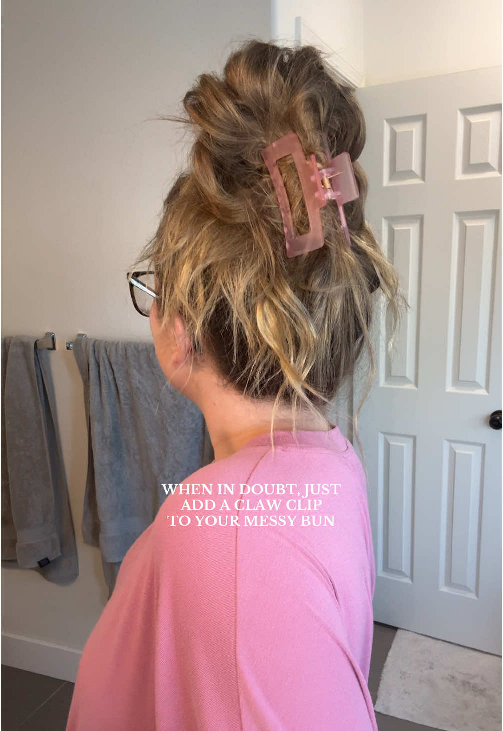 Adds a little somethin’ 💕 #hair #hairtok #hairstyle #longhair #messybun 