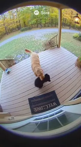 When your doodle makes friends in the wild… and mom’s keeping a close eye 🐻🐾💛 #viral #dog #BearCub #caughtoncamera #fyp