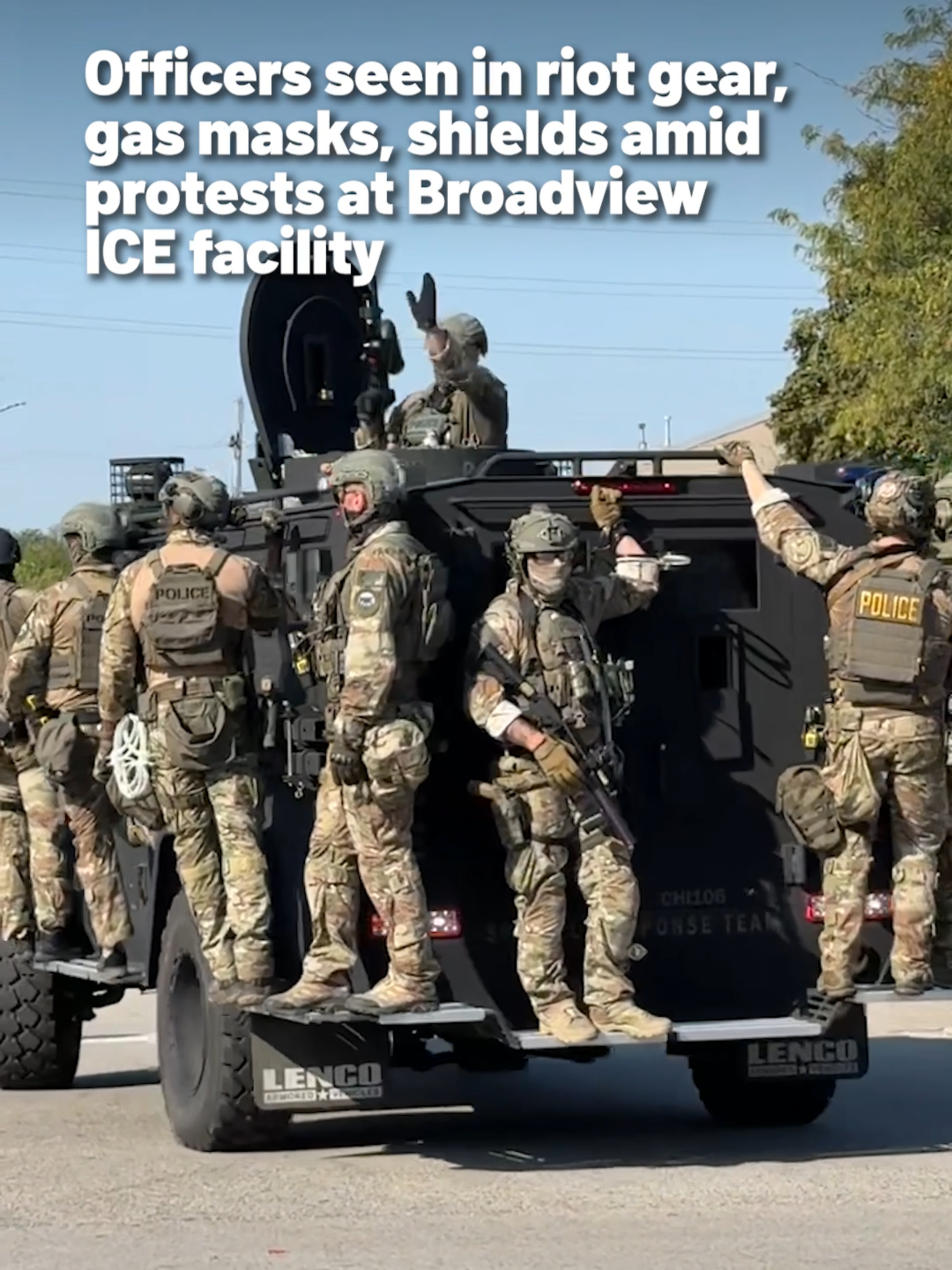 Illinois police officers in riot gear, new concrete barriers and a designated protest zone were seen at the Broadview ICE facility today as demonstrations continued following weeks of heightened tensions outside the building. Federal agents lined the roof of the facility, and officers from the Cook County Sheriff's office and Broadview Police Department were present, marking one of the largest law enforcement responses to the area since protests began. State and local officers were assisting with maintaining a perimeter and monitoring street closures. Tap the 🔗 for details #broadview #ice #immigration #illinois #dhs #borderpatrol #police