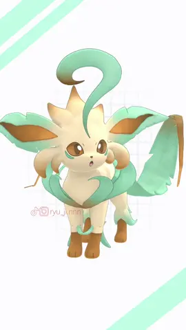 MEGA LEAFEON NO WAY!!!! 2d concept and 3d model was made by me 💚 #pokemon #eevee #leafeon #3d #fakemon