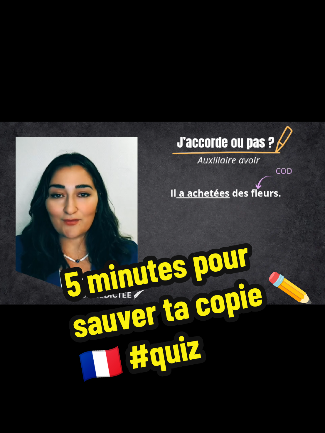 Ce cours de 5 minutes va vous aider à maîtriser les règles d'accord du participe passé avec l'auxiliaire avoir. #orthographe #grammaire #eloquence #fransadakitürkler 