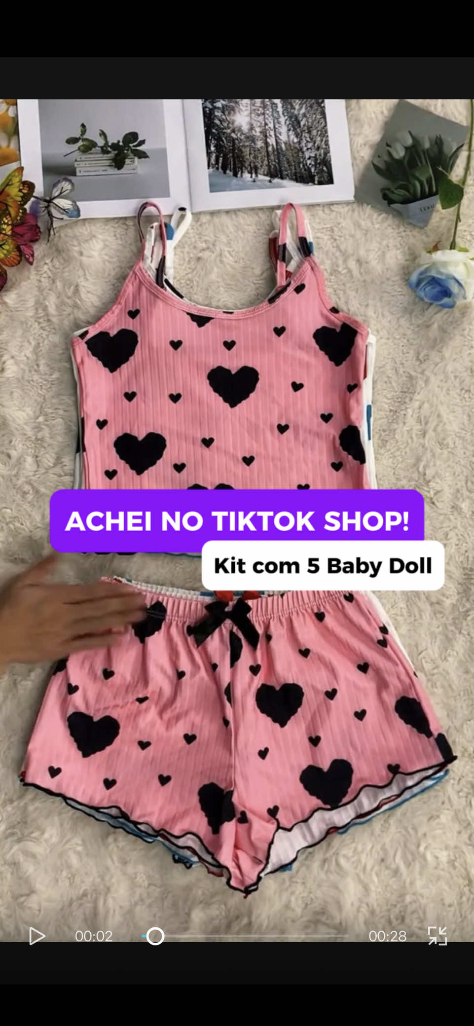 Leve 5 pijamas por menos de R$40! Conforto, estilo e estampas lindas em algodão. 🛒✨ Corre antes que acabe! #TikTokShop #BabyDoll #PijamasFemininos #AchadinhosTiktok #OfertaRelâmpago 