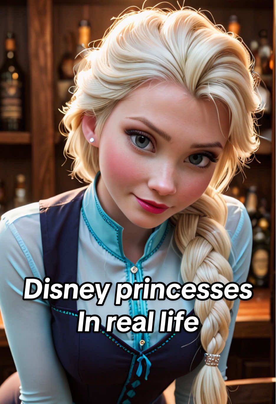Disney princesses in real life if they were bartenders #aiart #disneyprincess #elsa #photorealism 