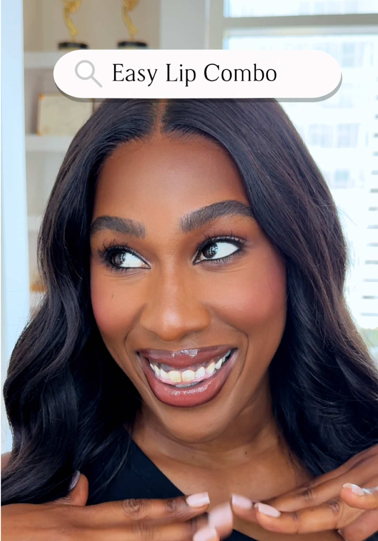 Perfect Pout 💋 @Huda Beauty  Products Used⬇️:  #hudabeauty  Lip Contour Lip Stain for 12-Hour Wear: Rich Brown  Faux Filler Shiny Non-Sticky Lip Gloss: Foxy 