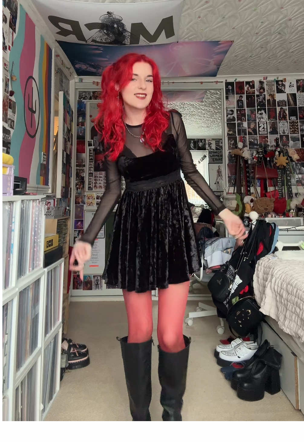 I ❤️ autumny outfits and @Audrey Hobert #outfitinspo #audreyhobert #autumnoutfits #redtights #fallfashion 