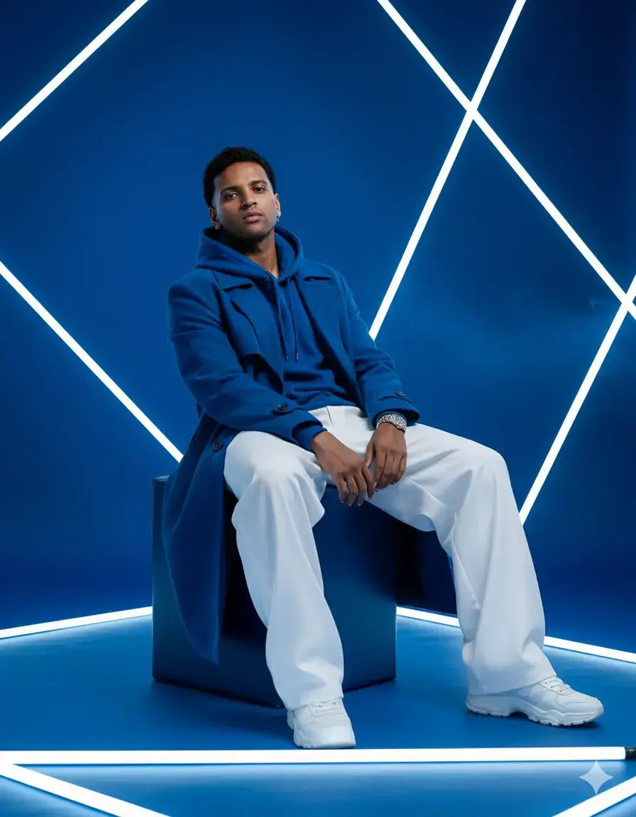 #creatorsearchinsights Prompt: Hyper-realistic cinematic full-body fashion photoshoot of 25-year-old male, 5'5