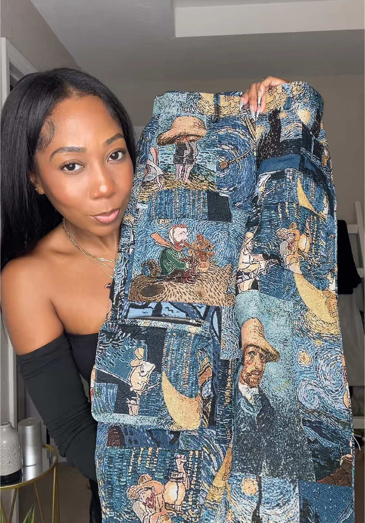 Walking Patchwork Art!! You get more than what you paid for 🔥🔥 #patchwork #cargopantsoutfit #cargos #tiktokshopfinds #fashiontok #vangogh #vangoghinspired #streetwear 